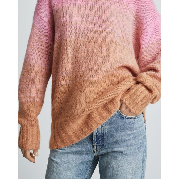 EVERLANE The Gradient Alpaca Crew Sweater Womens M Tan Pink Long Sleeve Pullover - Picture 5 of 16